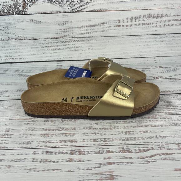 Birkenstock Madrid BS Men 11 Narrow Slide Sandals Gold Metallic main image 8